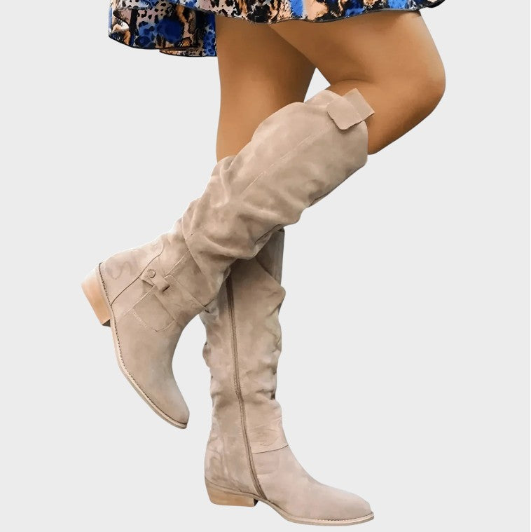 Luna - Botas Altas de Tacón Bajo