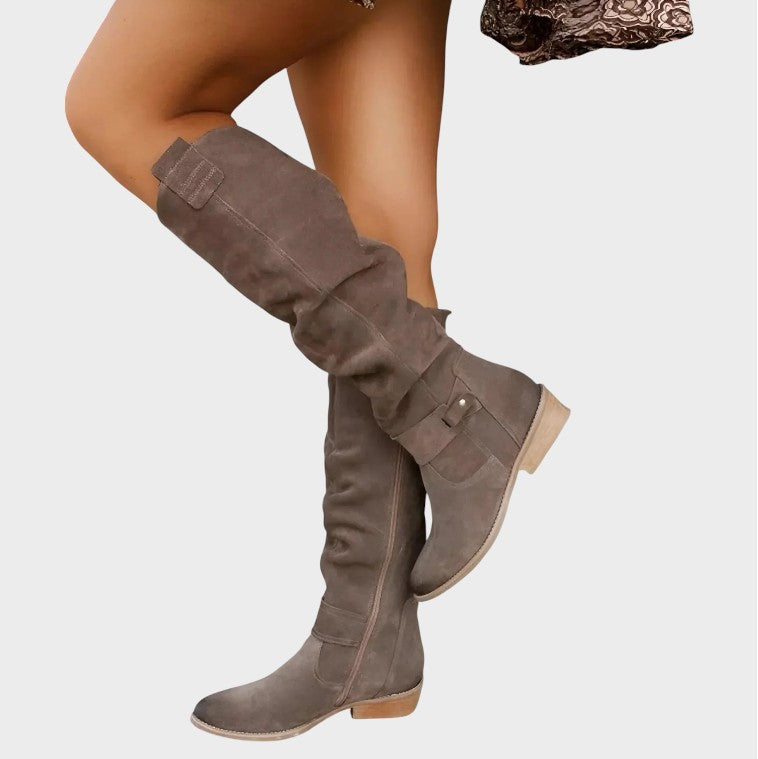 Luna - Botas Altas de Tacón Bajo