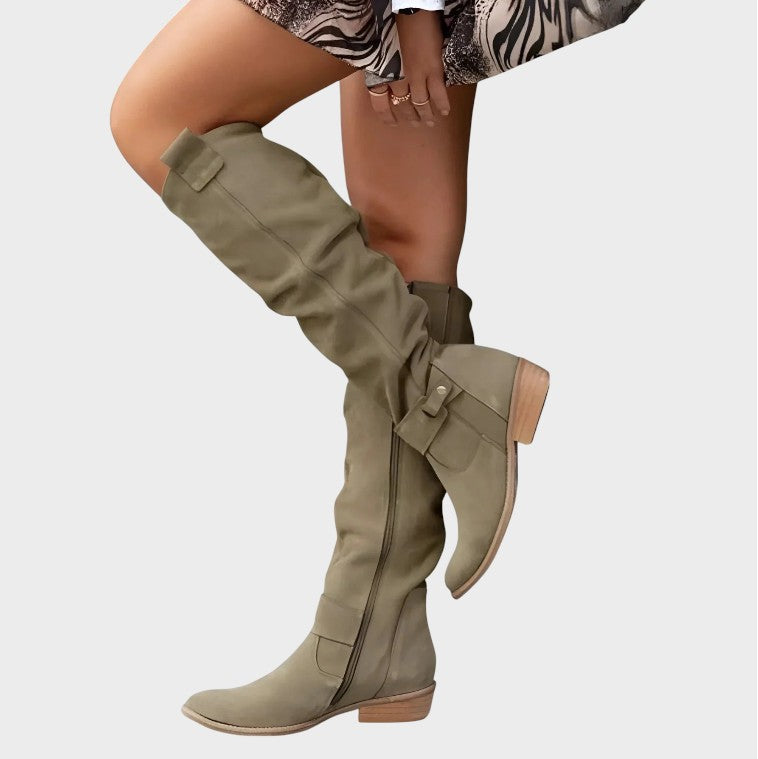 Luna - Botas Altas de Tacón Bajo