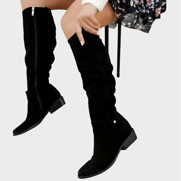 Luna - Botas Altas de Tacón Bajo